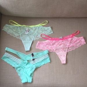 Lot of 3 Victoria's Secret Thong Cheeky Panties L